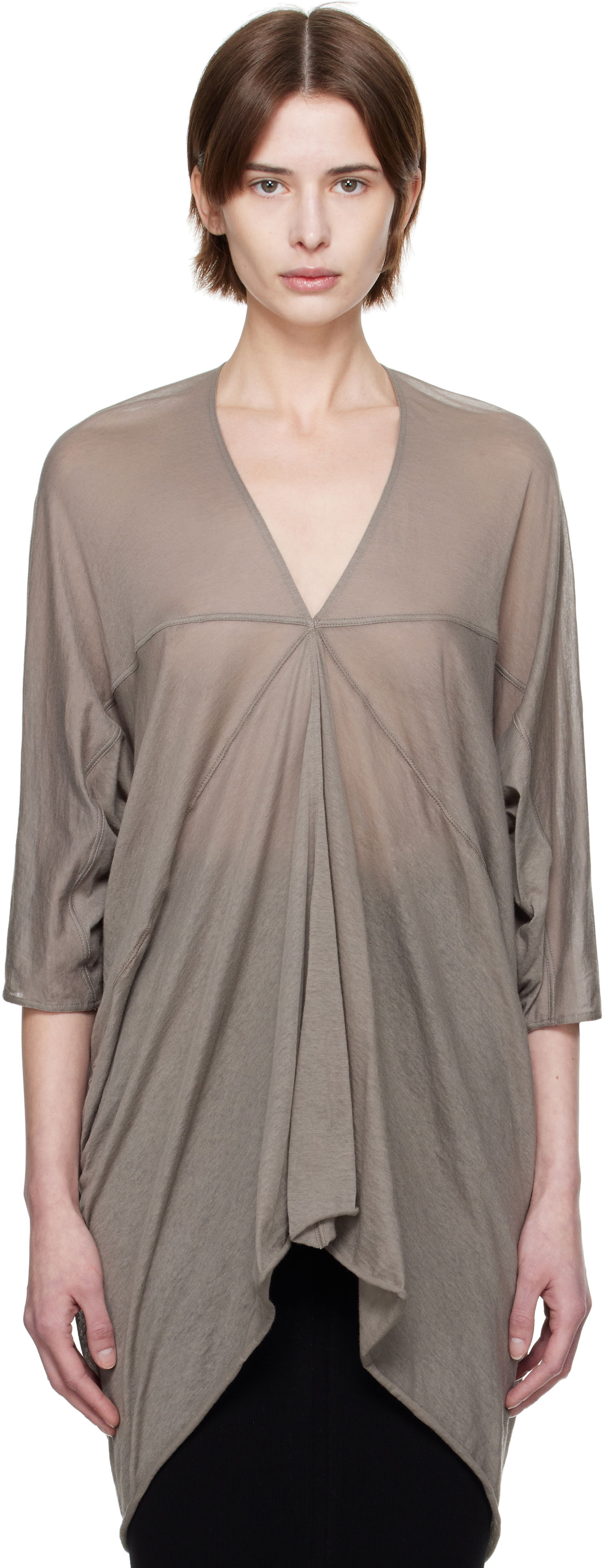 Tričko Rick Owens Rick Owens Hollywood Kite Draped Blouse Hnedá | RP01E7538 UC, 0