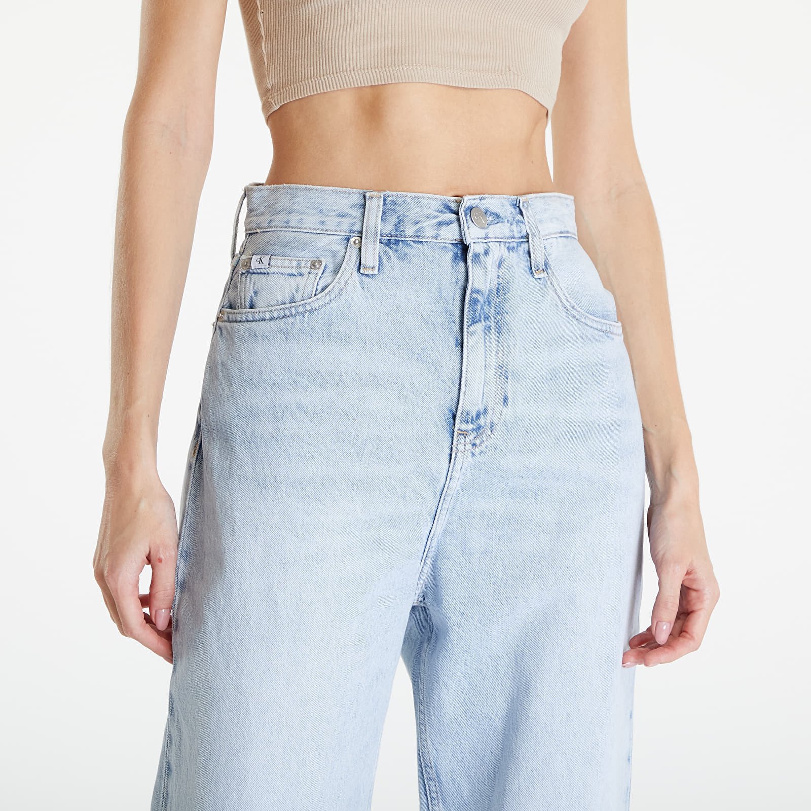 High Rise Relaxed Coated Jeans Denim Light