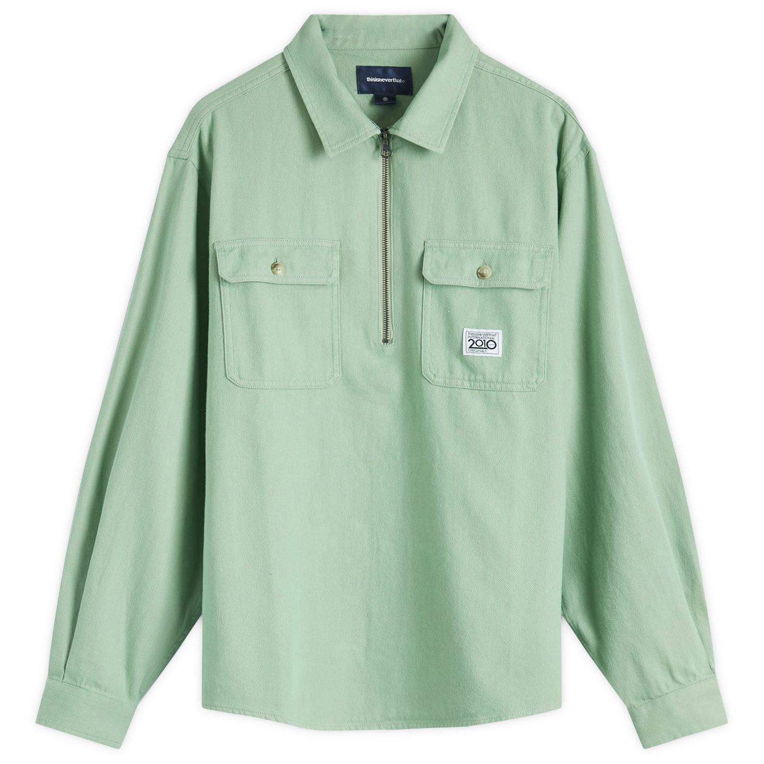 Košeľa thisisneverthat Quarter Zip Shirt Large Green Zelené | TN243WSHTL04-GRN, 0