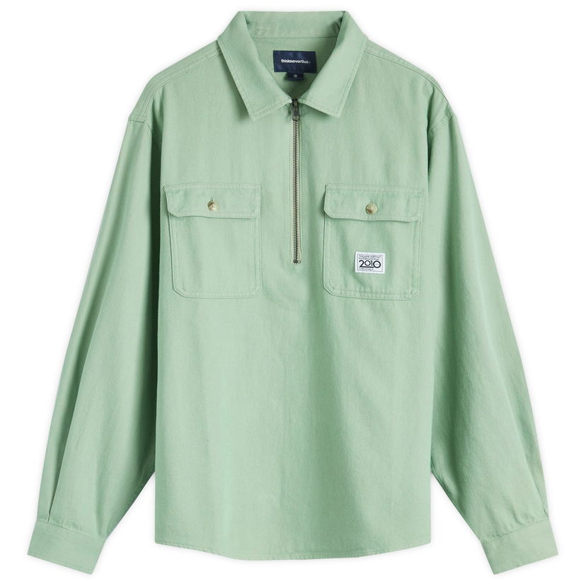 Košeľa thisisneverthat Quarter Zip Shirt Large Green Zelené | TN243WSHTL04-GRN