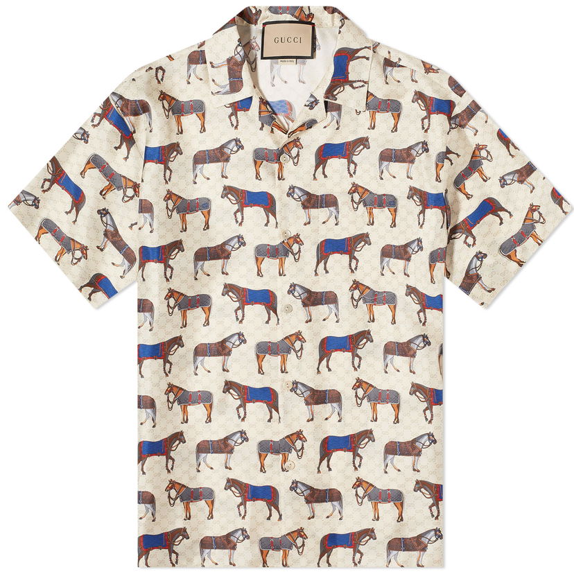 Košeľa Gucci Horse Parade Vacation Shirt Béžová | 770432-ZAPEG-9275