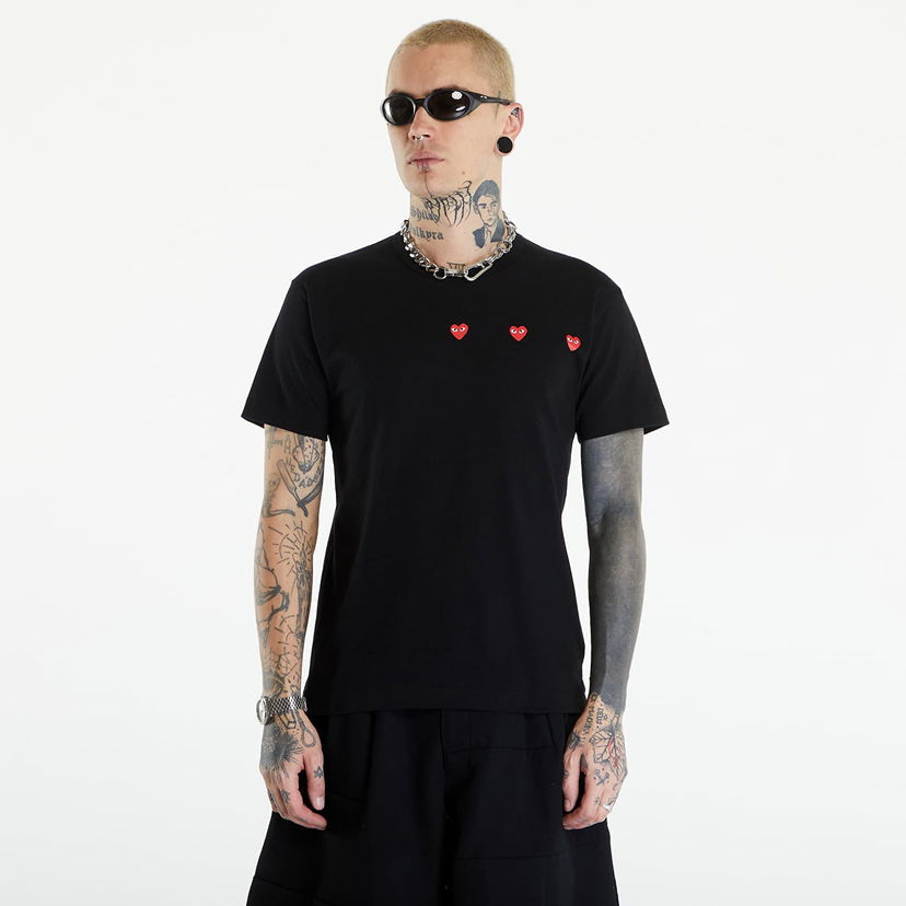 Tričko Comme des Garçons PLAY Short Sleeve Logo Print T-Shirt UNISEX Black Čierna | AXT337 black