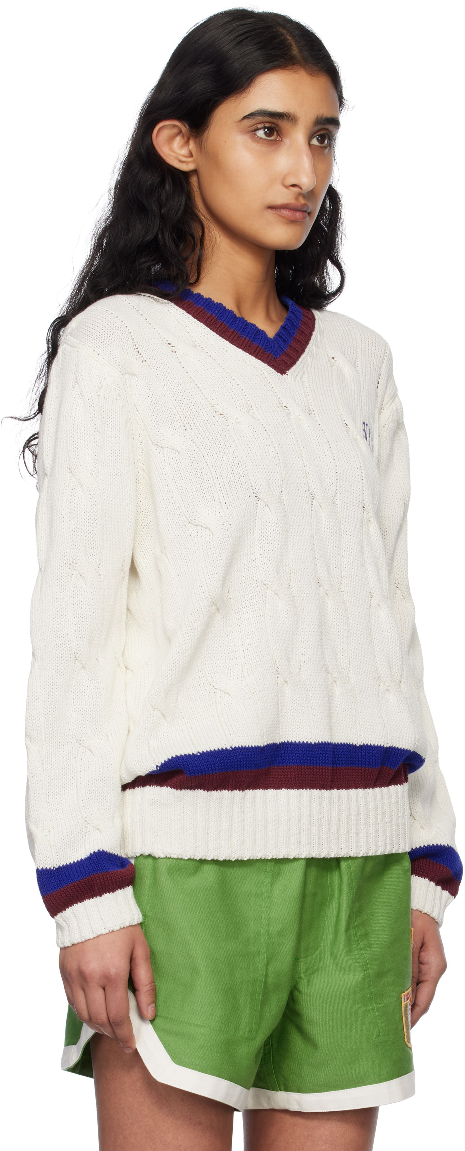 Sveter Bode Bode Tennis Knit Sweater Biela | MRS25KT052, 1