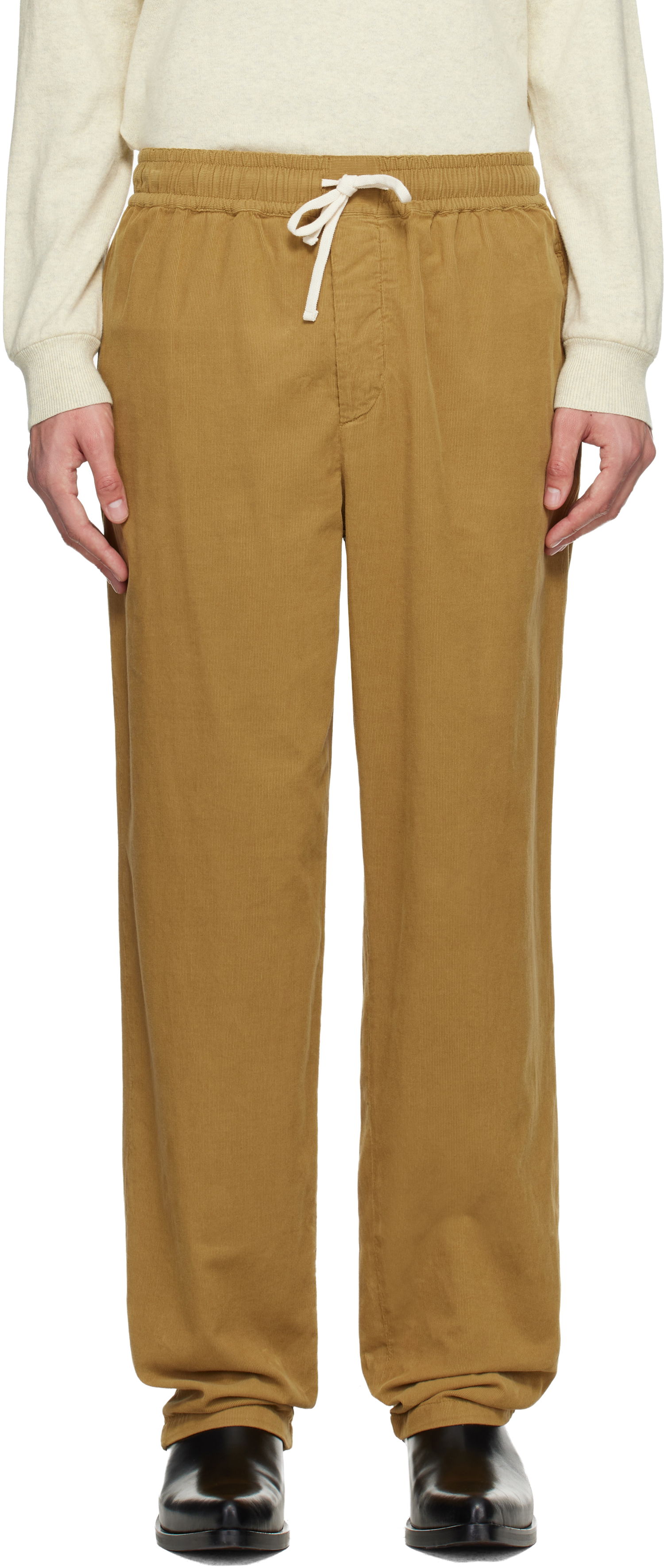 Nohavice ISABEL MARANT Nirlen Corduroy Drawstring Trousers Béžová | PA0468HB-C1I10H, 0