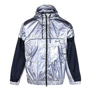 Contrast Stitching Hooded Windproof Jacket