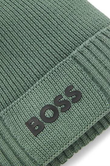 Kulicha BOSS BOSS Logo Beanie Hat Zelené | 50499423, 1