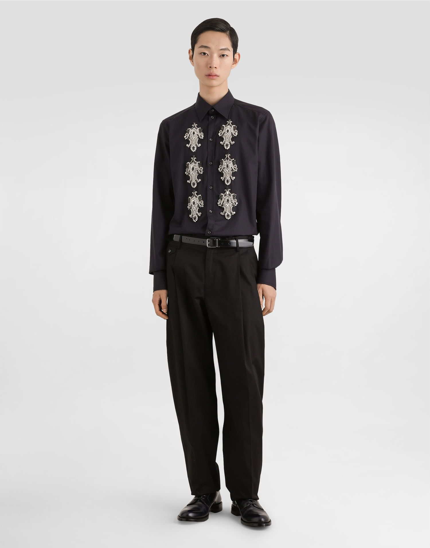 Košeľa Dolce & Gabbana Dolce & Gabbana Striped Cotton Martini Shirt Čierna | G5ML1ZFR5USS8051, 1