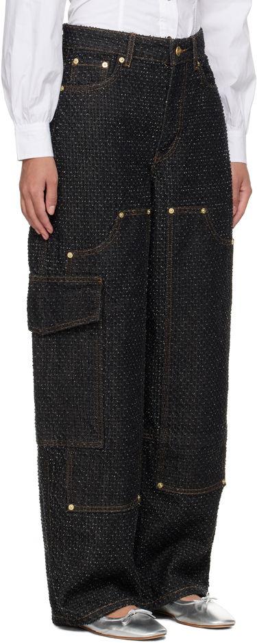 Cargo nohavice GANNI GANNI Fluffy Carpenter Jeans Čierna | J1617, 1