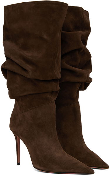 Oblečenie Amina Muaddi Amina Muaddi Jahleel Suede Slouch Boots Hnedá | JAHLEEL BOOTIE ST SUEDE, 3