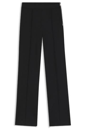 Nohavice BOSS Flared Jersey Trousers with Front Seam Čierna | 50542730, 0