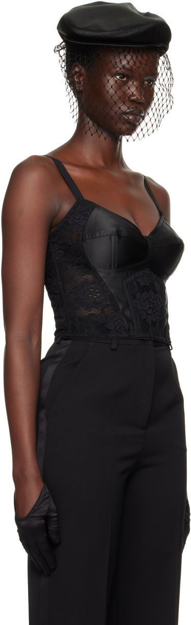 Tielko Dolce & Gabbana Lace & Satin Bralette Camisole Čierna | F7AC7T GDCL9, 1