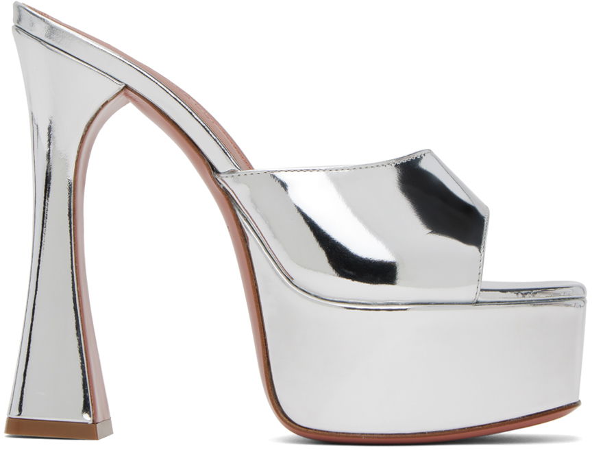 Starostlivosť o obuv Amina Muaddi Amina Muaddi Dalida Heeled Platform Sandals Metalická | DALIDA SANDAL PLATEAU MIRROR, 0