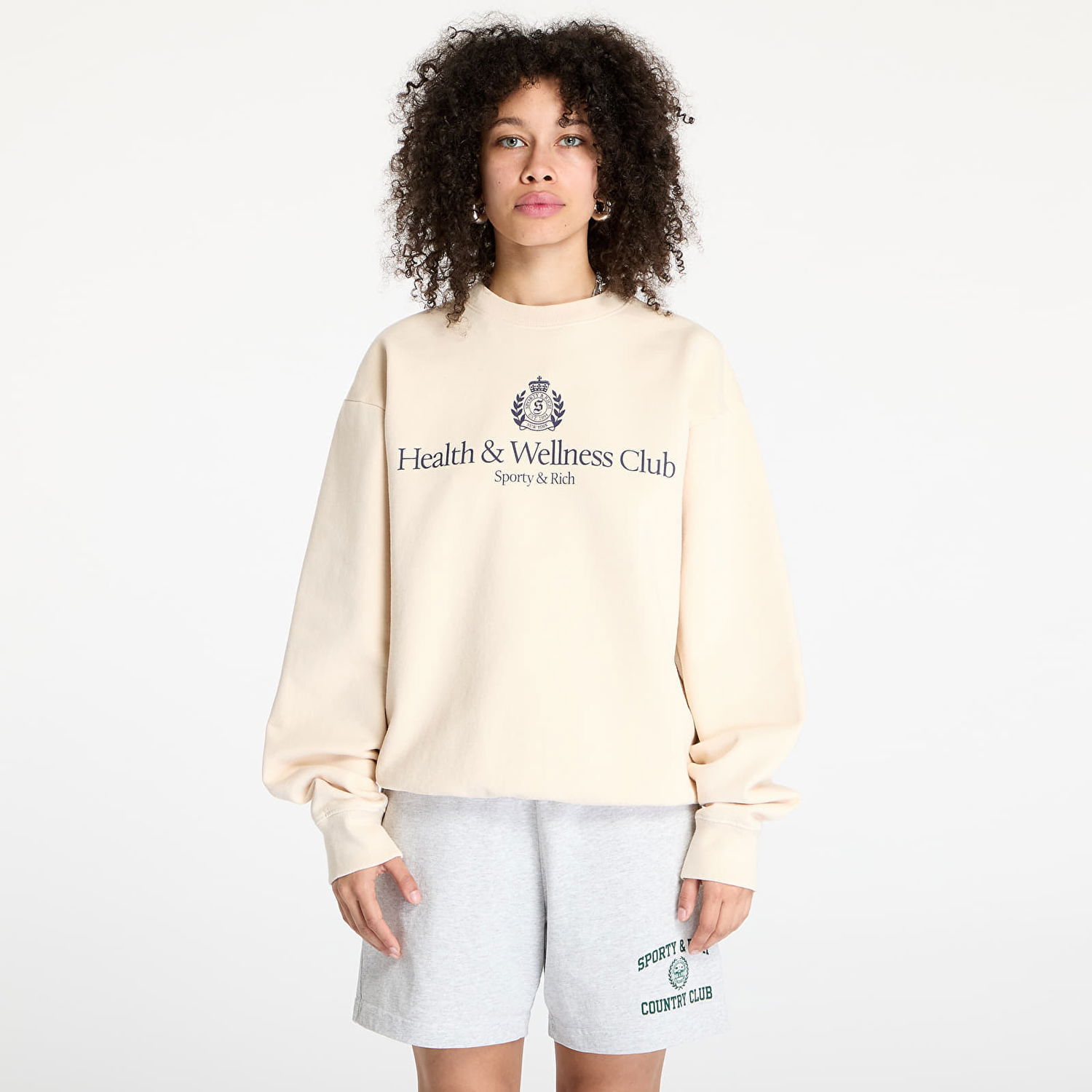 Sveter Sporty & Rich Sporty & Rich H&W Crest Crewneck Sweatshirt Béžová | ST071606241CR01, 0