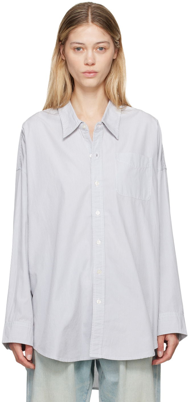 Košeľa R13 R13 Drop Neck Striped Shirt Modrá | R13W7469-302, 0