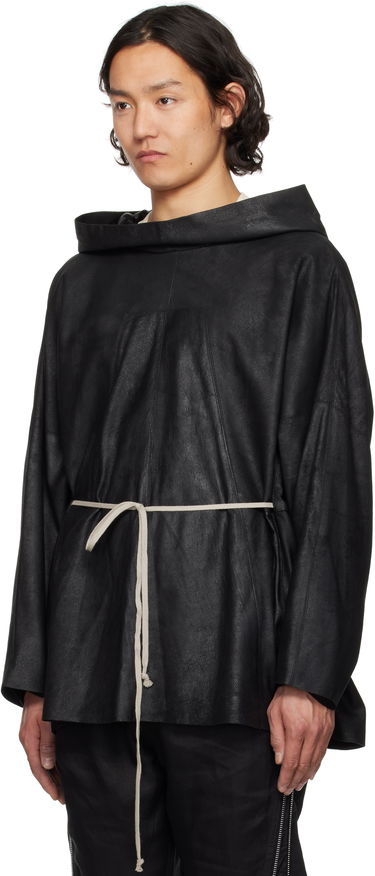 Mikina Rick Owens Rick Owens Hollywood Hooded Tunic Leather Jacket Čierna | RR01E5702 LBA, 3