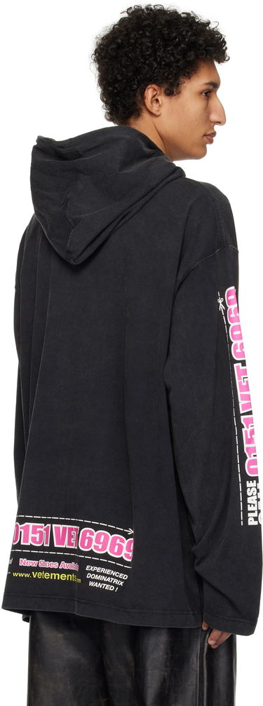 Mikina VETEMENTS Vetements 'Dominatrix Hotline' Jersey Hoodie Čierna | UA66HD880B, 2