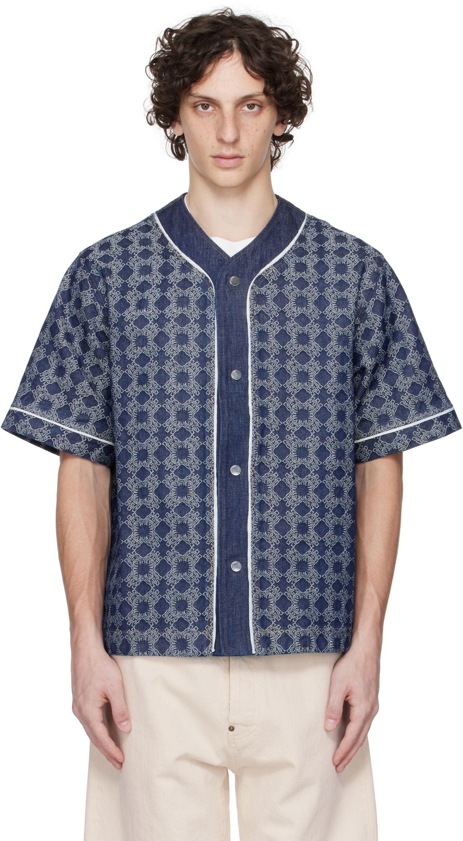 Košeľa AMIRI AMIRI MA Quad Baseball Denim Shirt Modrá | AMDNIR1042, 0