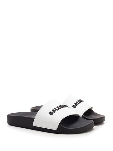 Tenisky a topánky Balenciaga Pool Slides Logo White Black W Biela | 565547W1S879010, 1