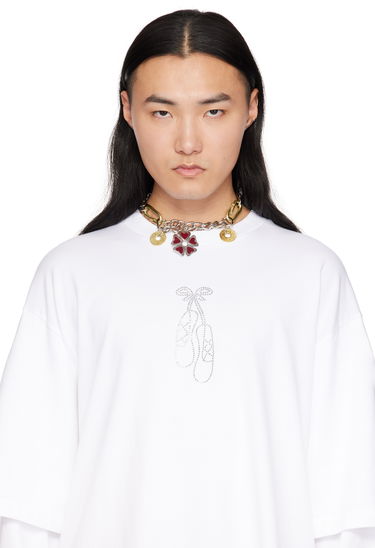 Náhrdelník Chopova Lowena Chopova Lowena Double Decker Chain Necklace with Flower Charm Metalická | 6586, 1