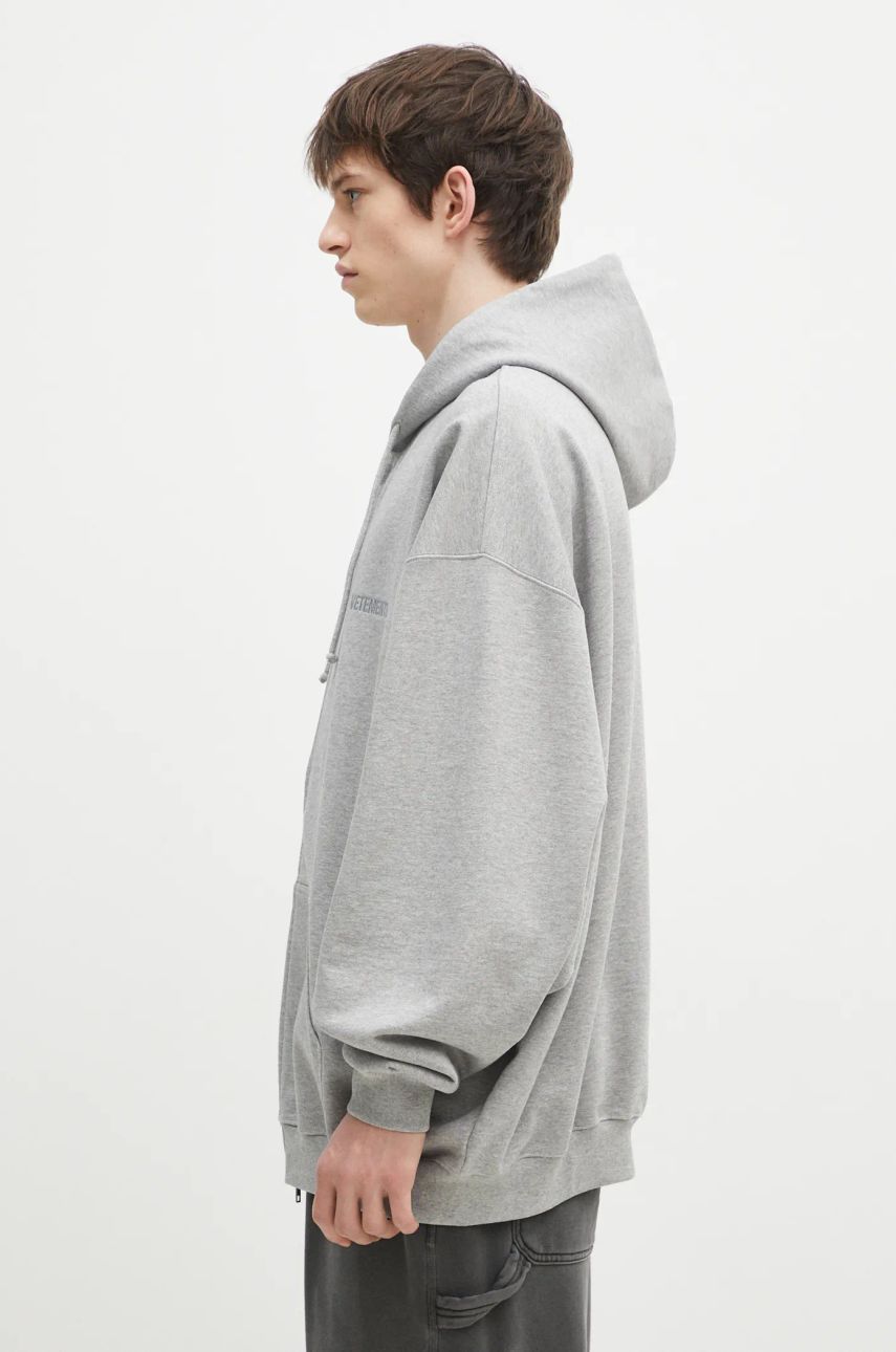 Mikina VETEMENTS Embroidered Logo Oversized Zip-Up Hoodie Šedá | UA66HD810G, 1