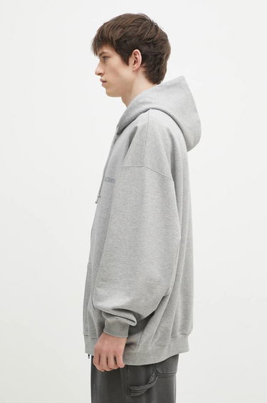 Mikina VETEMENTS Embroidered Logo Oversized Zip-Up Hoodie Šedá | UA66HD810G, 1