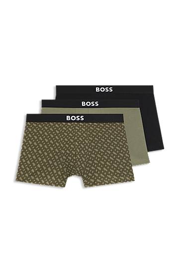 Boxerky BOSS Three-pack of stretch-cotton trunks with patterned and solid designs and logo waistbands Rôznofarebný | 50549832, 0