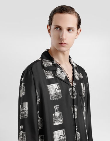 Košeľa Dolce & Gabbana Silk Shirt with Liquor Print Čierna | G5IF1THI1V0HN5IA, 3