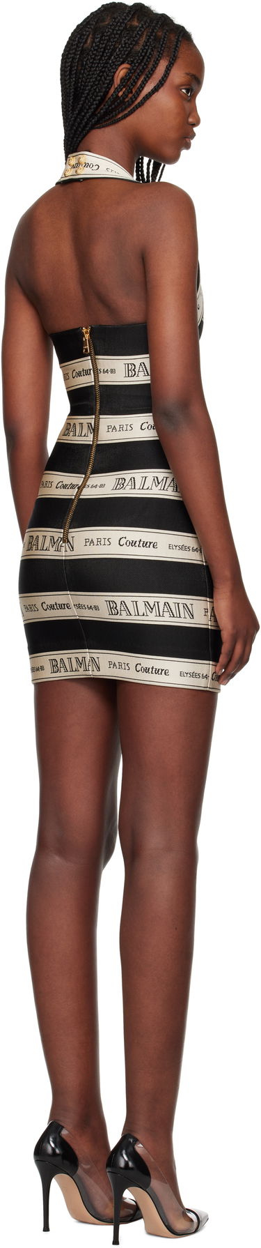 Šaty Balmain Balmain Jacquard Halterneck Minidress Čierna | EF1R5088JJ95, 2