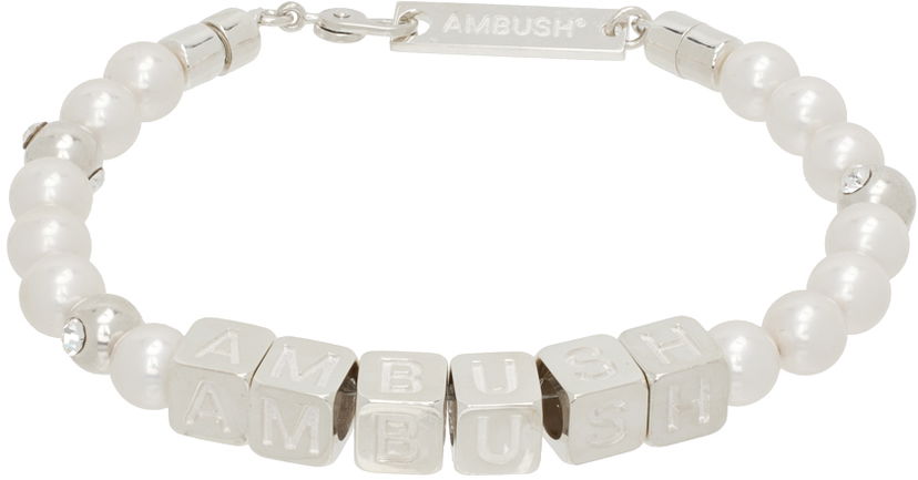 Náramok Ambush Pearl Letterblock Bracelet Šedá | BMOA001S24SIL0017200