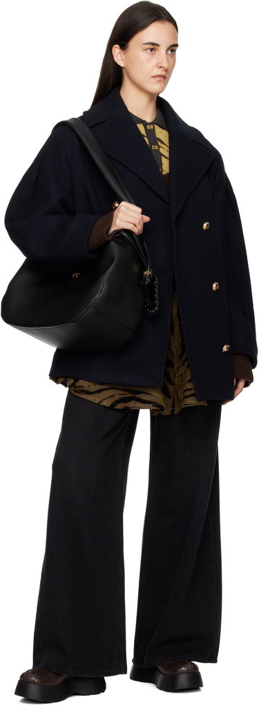 Taška cez rameno GANNI Medium Textured Hobo Shoulder Bag Čierna | A6981, 3