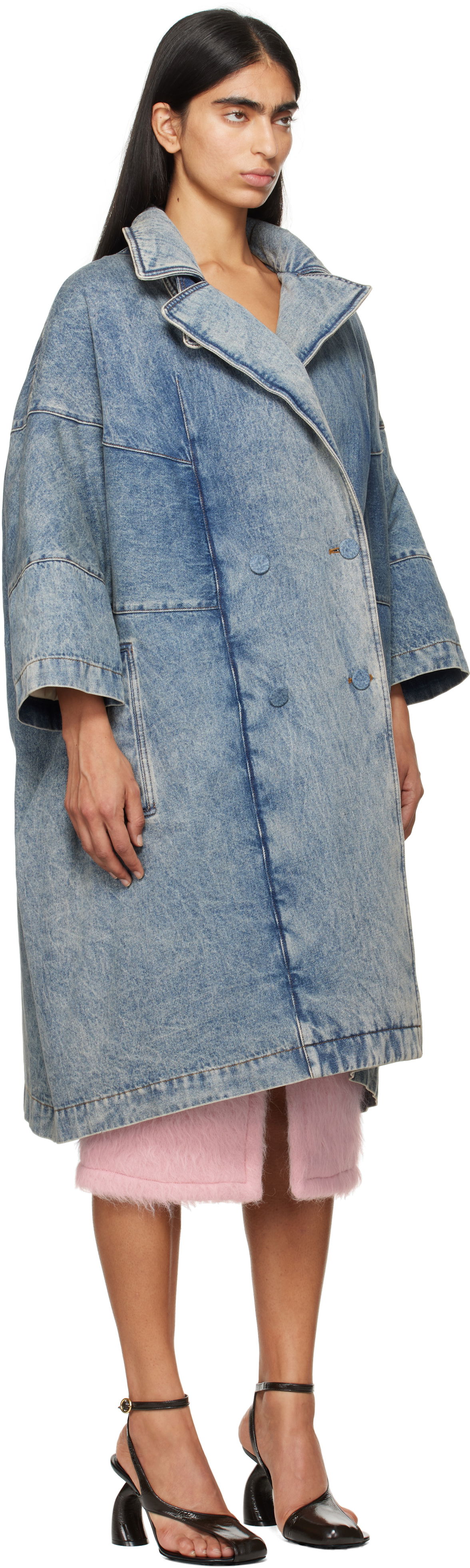 Kabáty Dries Van Noten Dries Van Noten Long Denim Coat Modrá | 242-010221-9390, 1
