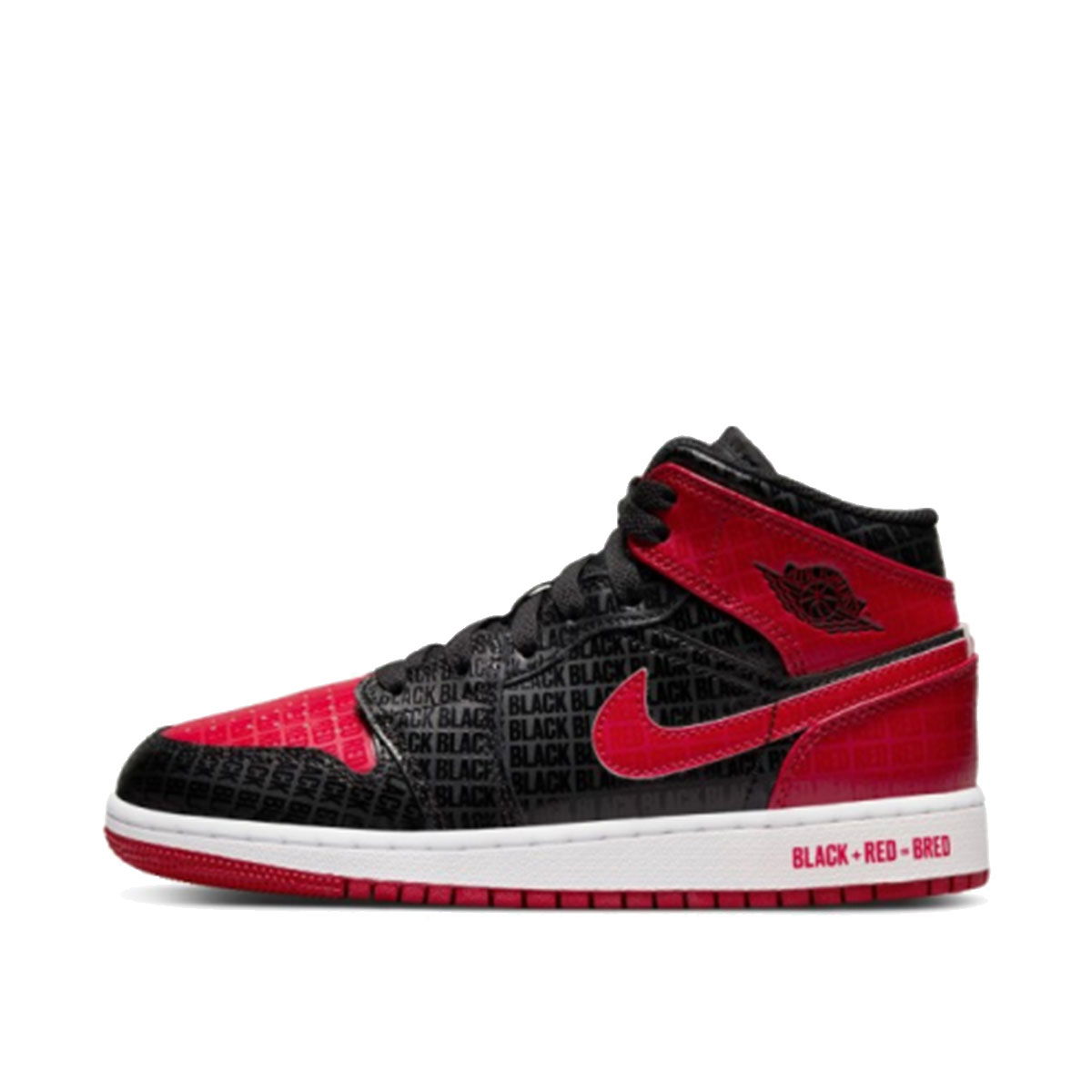 Air Jordan 1 Mid SS "Black + Red = Bred" GS