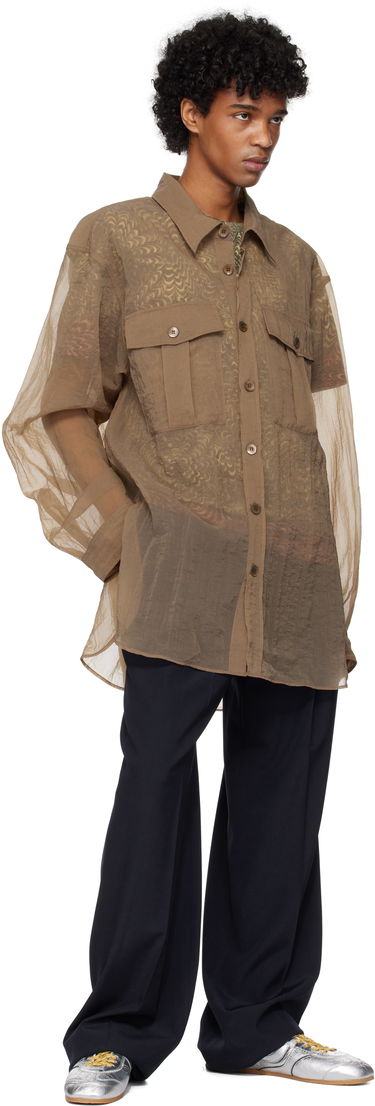 Košeľa Dries Van Noten Dries Van Noten Crinkled Button-Up Shirt Hnedá | 251-020721-1329, 3