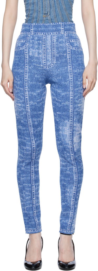 Legíny Balmain Denim Effect Knit Leggings Modrá | EF1PD185KH80, 0
