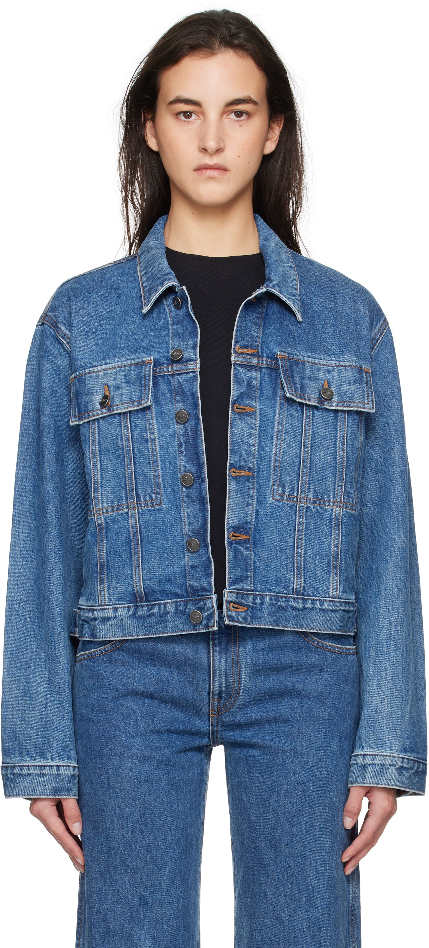 Bunda Khaite Saunder Cropped Denim Jacket Modrá | 1160908009, 0
