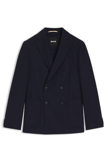 Bunda BOSS BOSS Double-Breasted Seersucker Blazer Navy | 50553872, 0