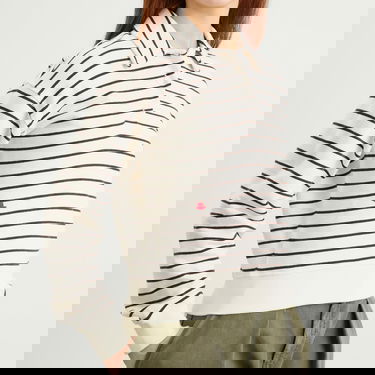 Mikina JW Anderson JW Anderson Striped Polo Sweatshirt, Size Large Biela | JW0243-PG1857-036, 5