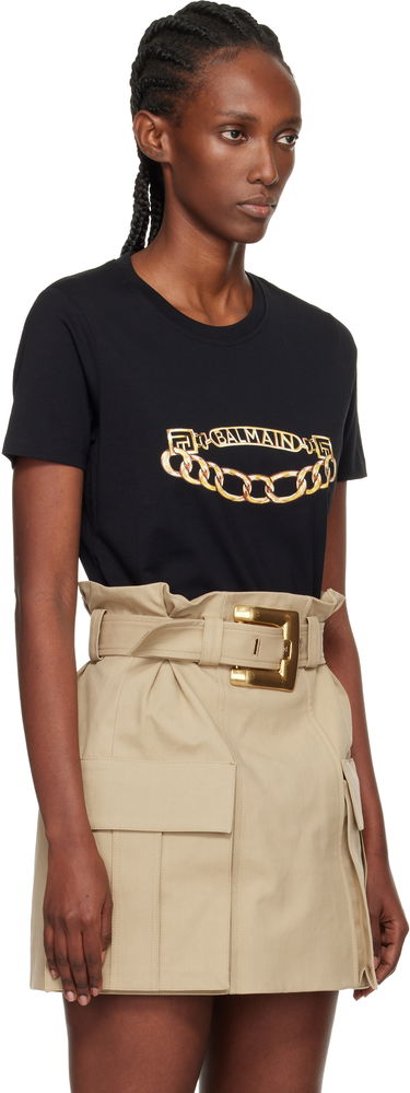 Tričko Balmain Short-Sleeved Chain Print T-shirt Čierna | FF1EF004GE97, 1