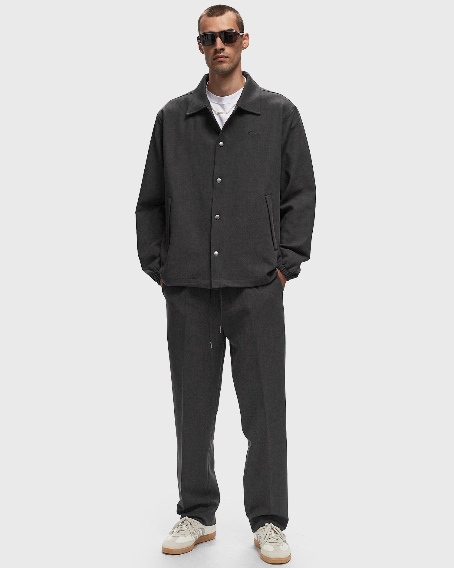 Nohavice ØLÅF Pleated Casual Pants Šedá | M180415-GREY-MELANGE, 1
