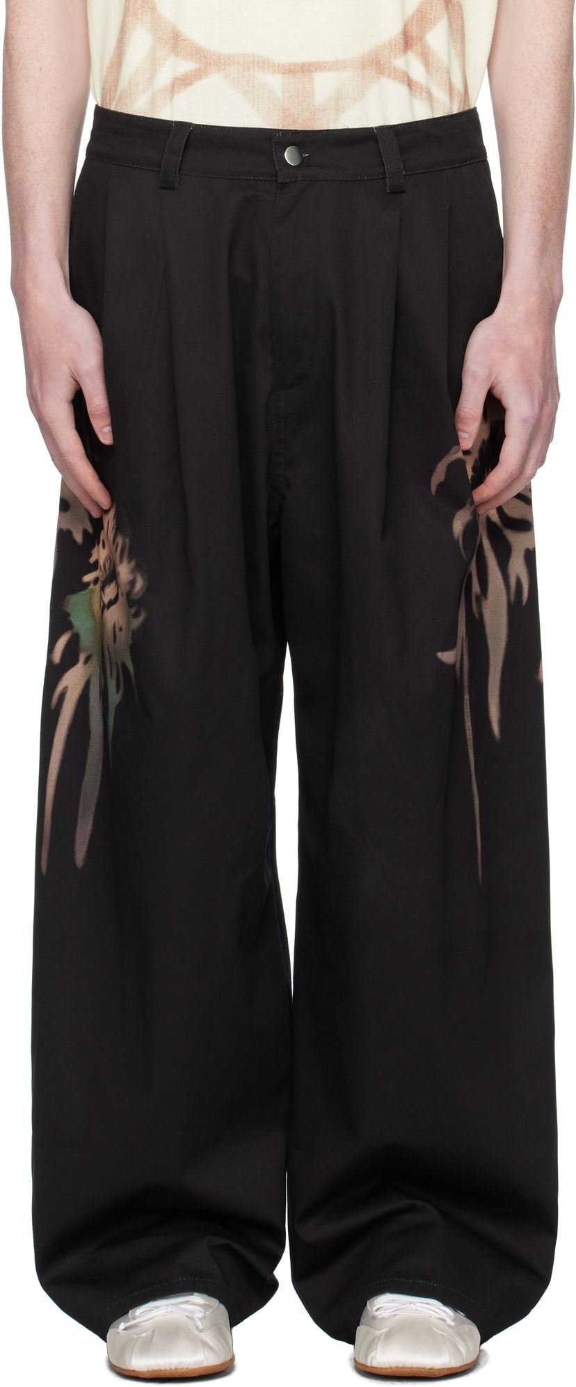 Nohavice Collina Strada Collina Strada Catchfly Pleated Printed Trousers Čierna | XX6042-B