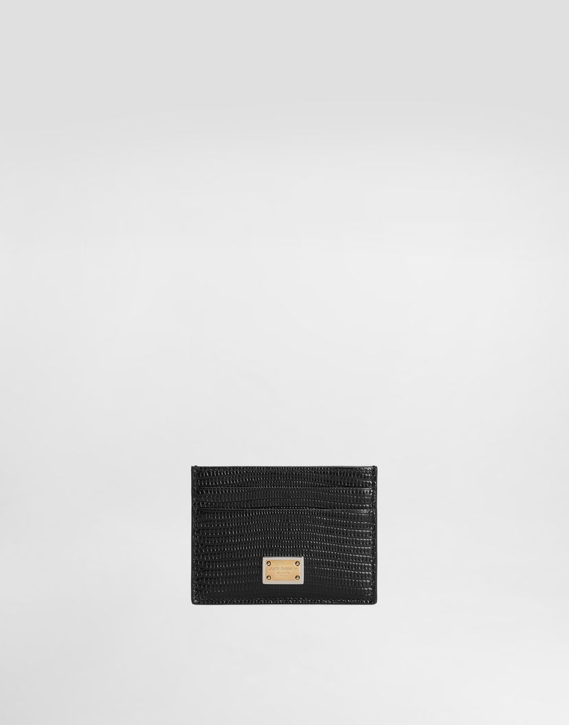 Peňaženka Dolce & Gabbana Dolce & Gabbana Iguana-Print Leather Card Holder Čierna | BI0330A109580999