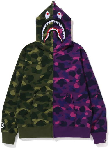 Mikina BAPE Bape Color Camo Shark Full Zip Hoodie Green/Purple Rôznofarebný | 001ZPI801017M-GRN, 2