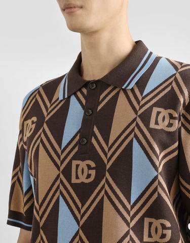 Polo tričko Dolce & Gabbana Dolce & Gabbana Cotton-Jacquard Piqué Polo Shirt Hnedá | GXZ89TJBCHBM9495, 3