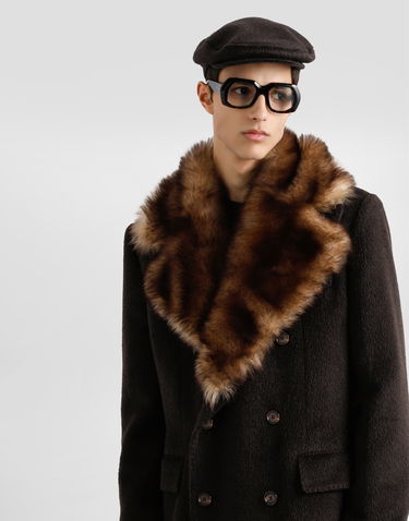 Kabáty Dolce & Gabbana Double-breasted Coat With Fur Collar Hnedá | G054DZFU2PXM0682, 3