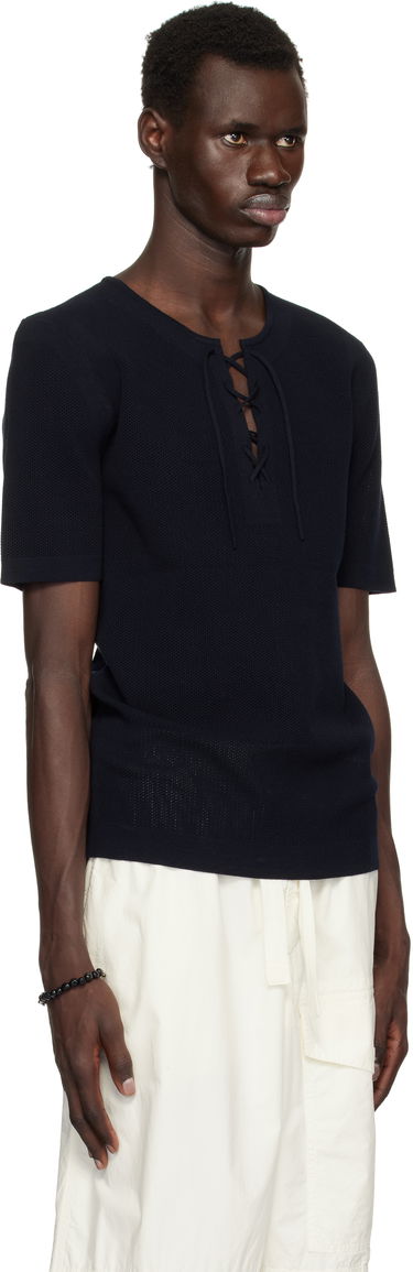 Tričko Dries Van Noten Dries Van Noten Knit Lace-Up T-Shirt Biela | 251-021201-1701, 4