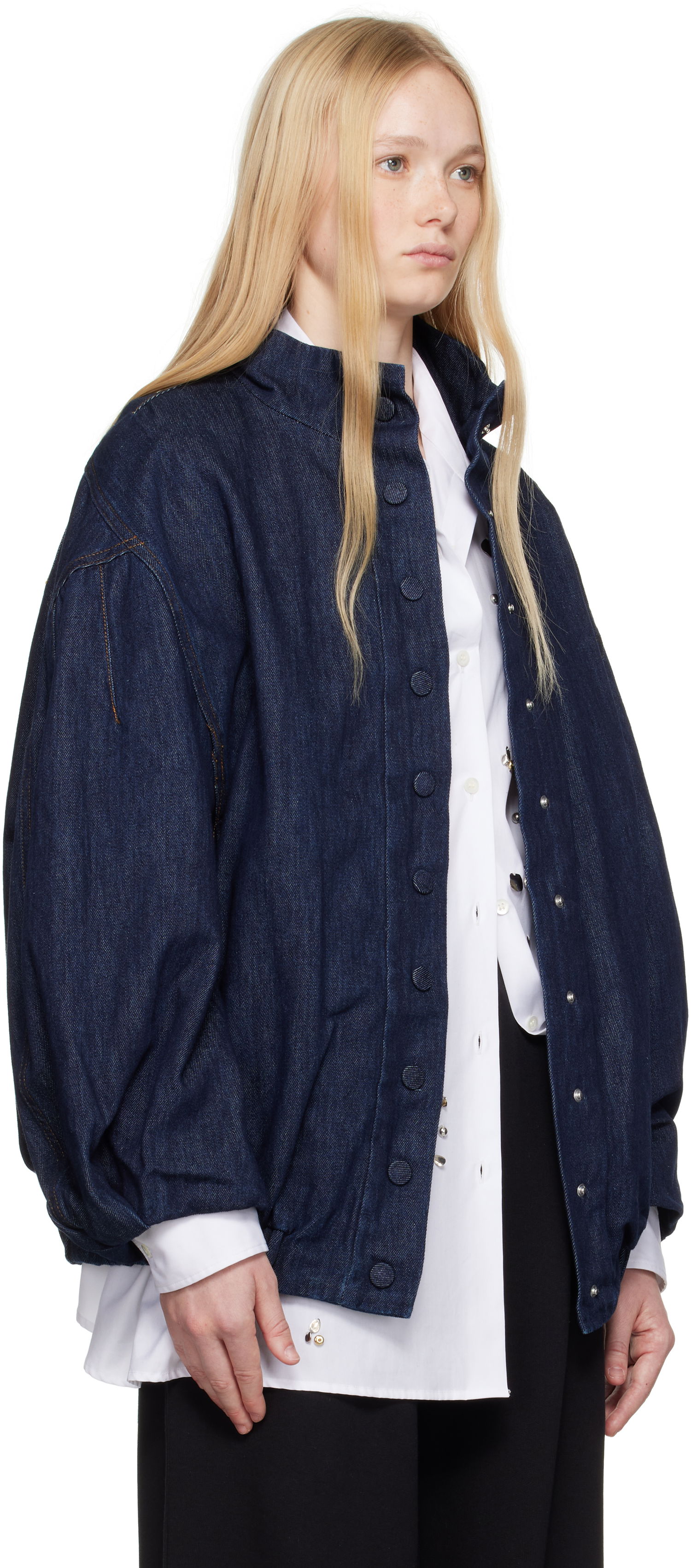 Bunda Dries Van Noten Dries Van Noten Press-Stud Denim Jacket Modrá | 251-010513-1552, 1