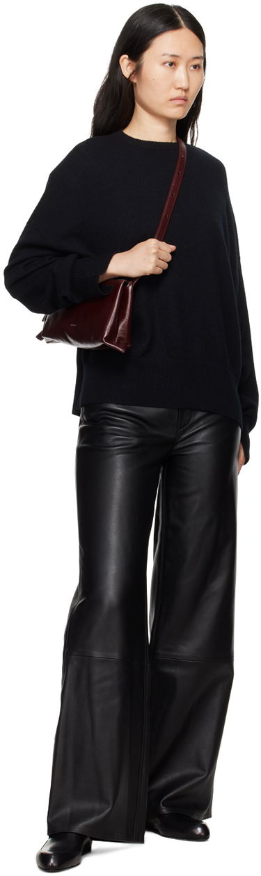 Nohavice Loulou de Saison Loulou de Saison Figari Leather Wide-Leg Pants Čierna | FIGARI, 3