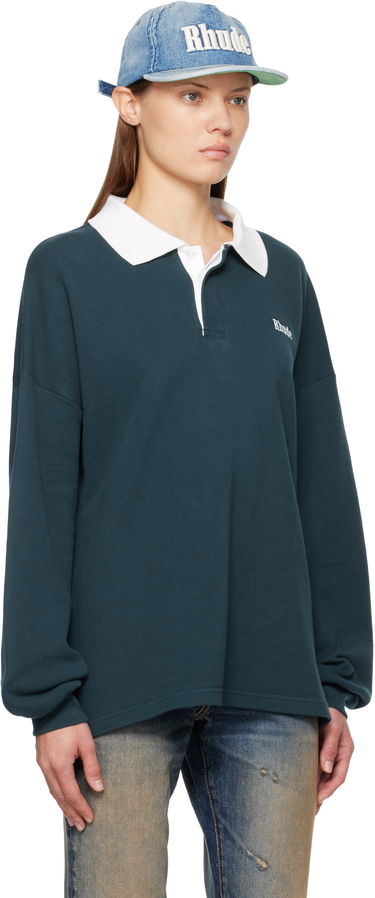 Polo tričko Rhude Oversized Long Sleeve Pique Polo Navy | RHFW25PO02012, 1