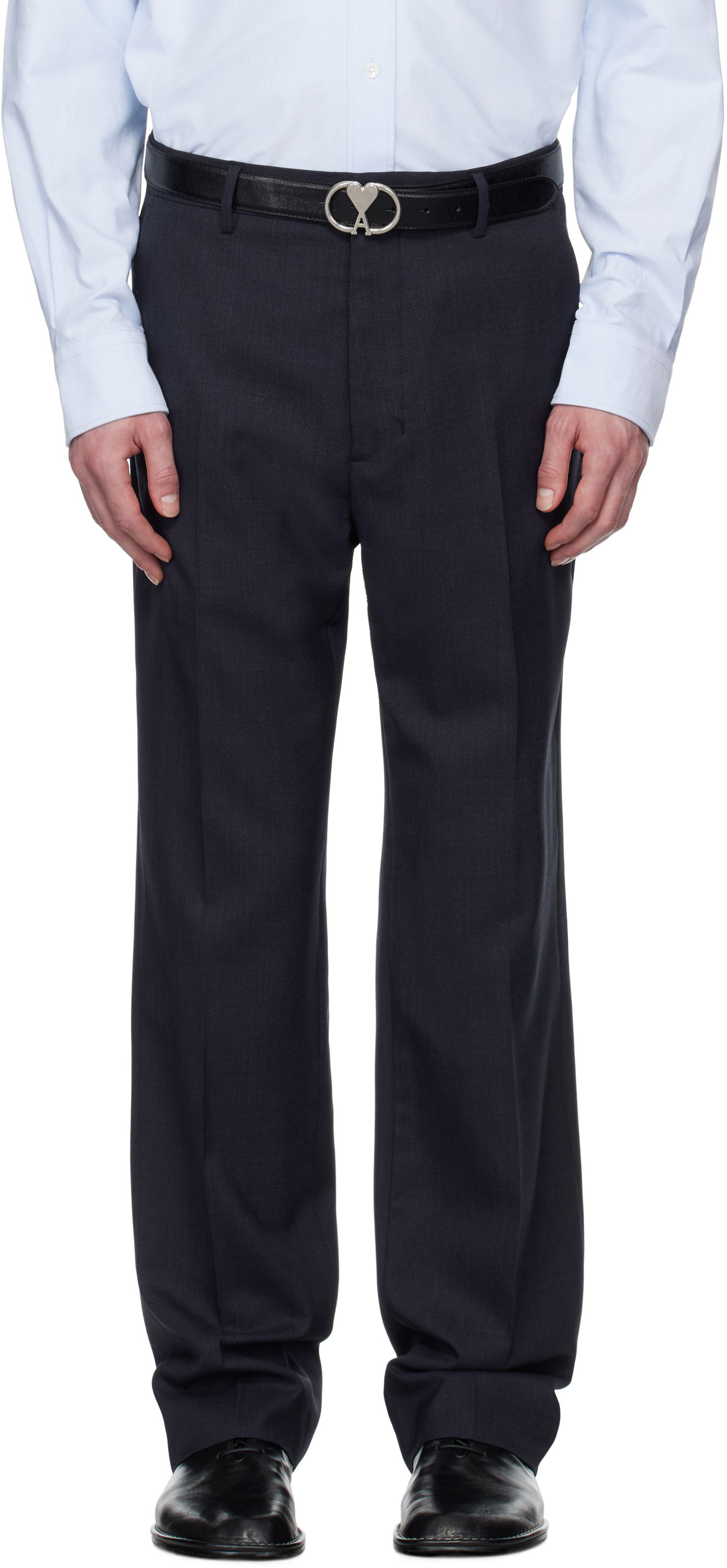 Nohavice AMI AMI Paris Straight Fit Trousers Navy | HTR506.WV0043, 0