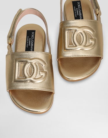 Doplnky Dolce & Gabbana Dolce & Gabbana Calfskin Sandals With DG Logo Metalická | D20100A12538H944, 3
